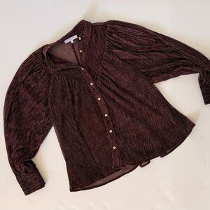 Elegant Burgundy Metallic Blouse Top